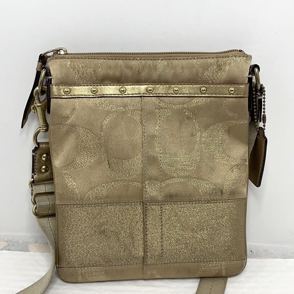 Coach Swingpack Stud Lurex Gold Jacquard CrossBody - Picture 1 of 9